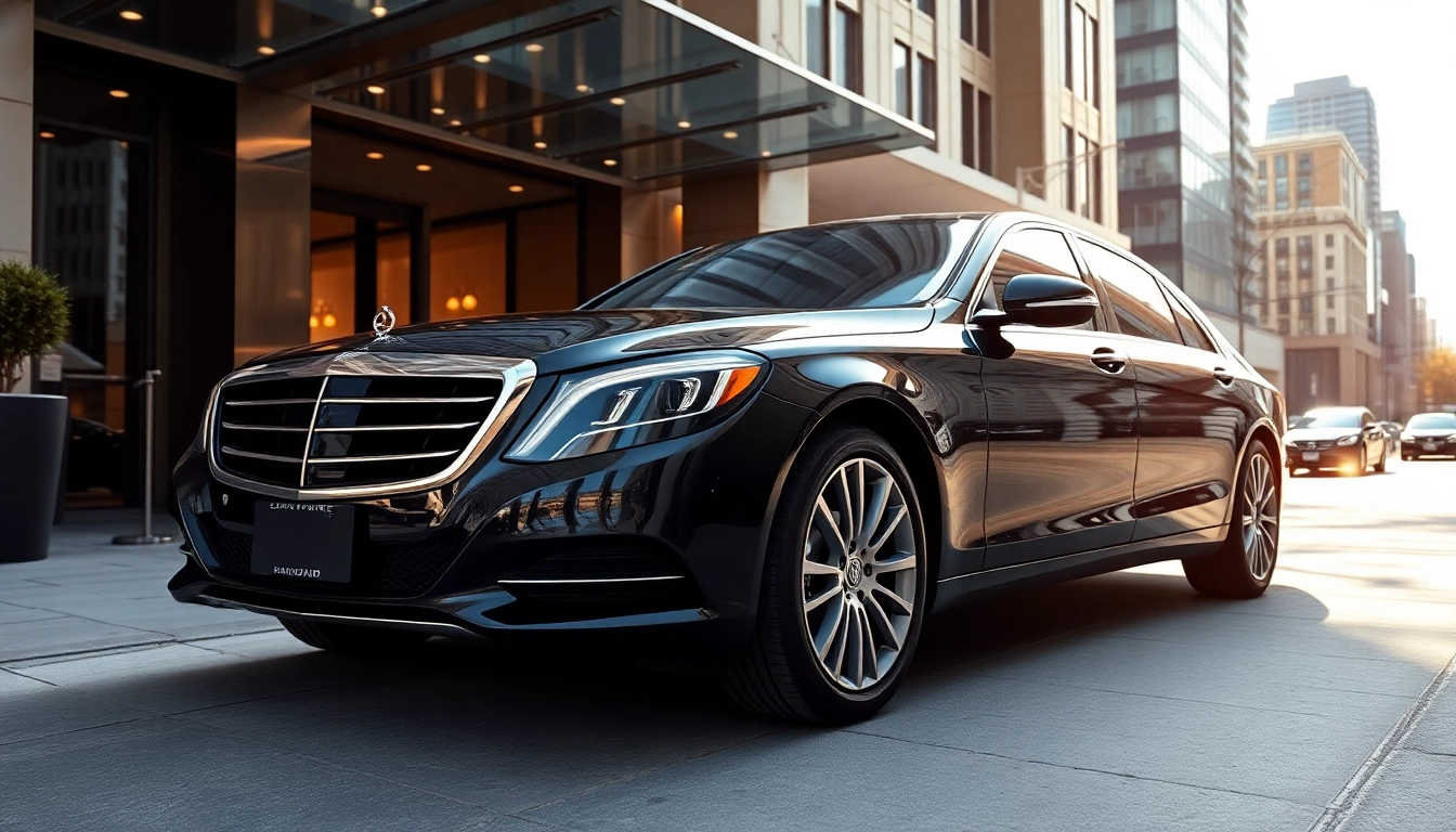 Enhance your journey with private car service vancouver featuring a luxury vehicle at a hotel entrance.